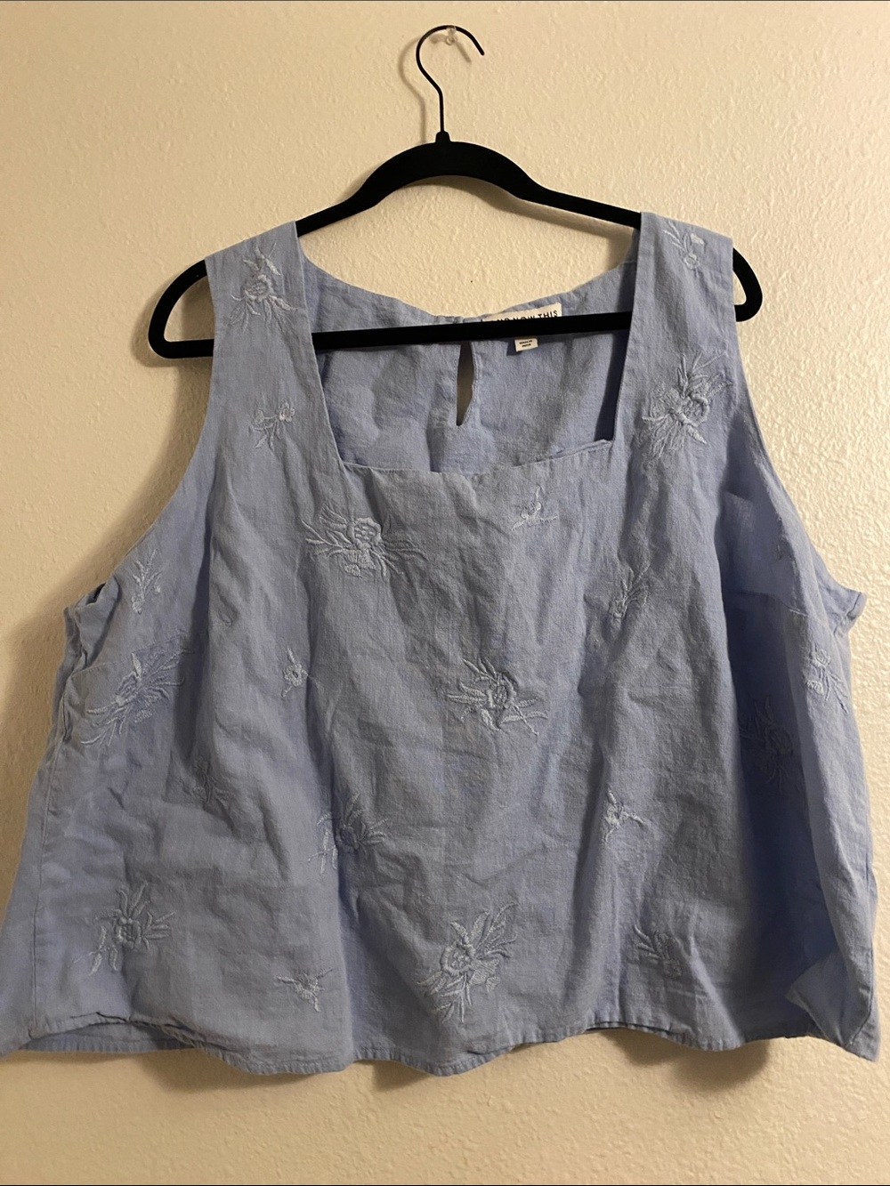 Light Blue Embroidered Sleeveless Top - Women
